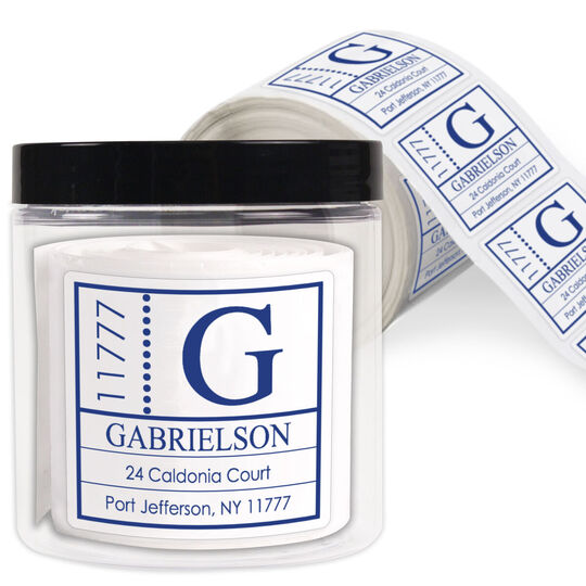 Side Zip Square Address Labels in a Jar